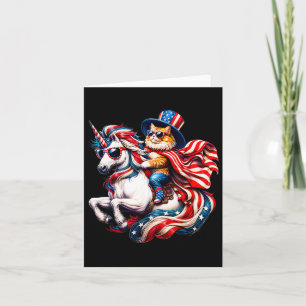 Cat Riding Unicorn USA Flag Patriotic 4. Juli Karte