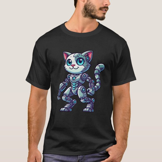 Cat robotic machine sci-fi cyborg T-Shirt (Vorderseite)
