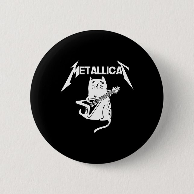 Cat Rock Band Gitarre Spaß Weihnachtsgeschenk Button (Vorderseite)