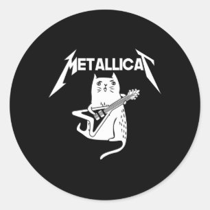 Cat Rock Band Gitarre Spaß Weihnachtsgeschenk Runder Aufkleber