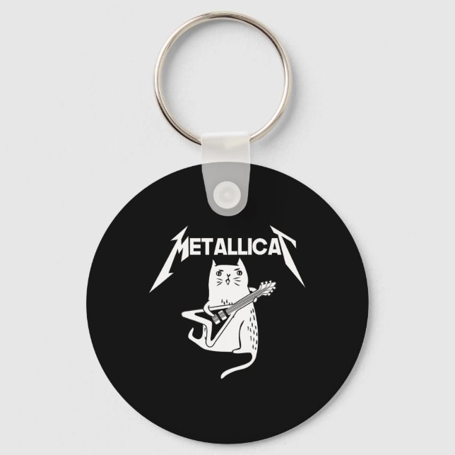 Cat Rock Band Gitarre Spaß Weihnachtsgeschenk Schlüsselanhänger (Vorderseite)