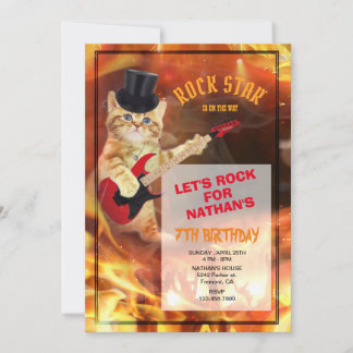 Cat Rockstar Coole Einladung
