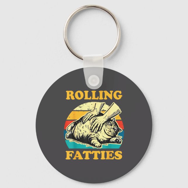 Cat Rolling Fatties Funny For Men Women  Schlüsselanhänger (Vorderseite)