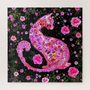 Cat Rose Jigsaw Puzzle - Peinture - Rose