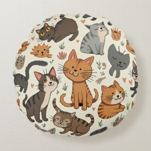 Cat Round Pillow Rundes Kissen