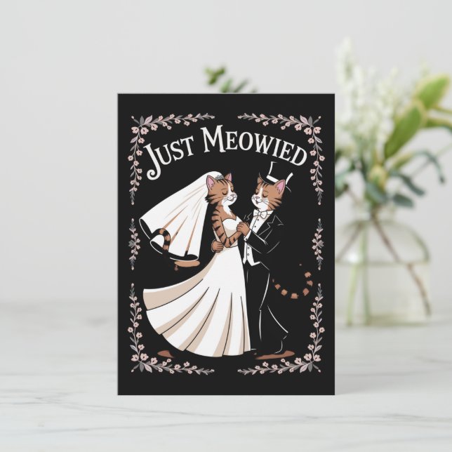 Cat Royal Wedding Funny Just Married Paares Tanz Karte (Stehend Vorderseite)