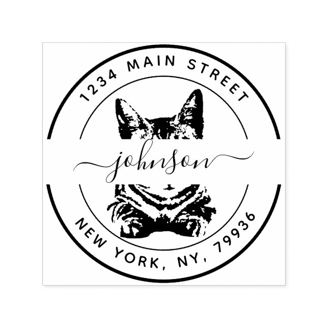 Cat-Rücksendeadresse mit benutzerdefiniertem Famil Permastempel (Design)
