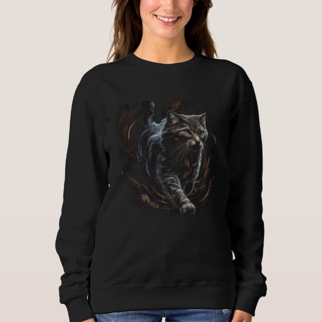 Cat Running Cute Graphic Tees Men Women Boys Girls (Vorderseite)