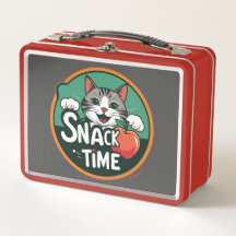 Cat’s Snack Time – Cute Cartoon Cat Eating Snack D