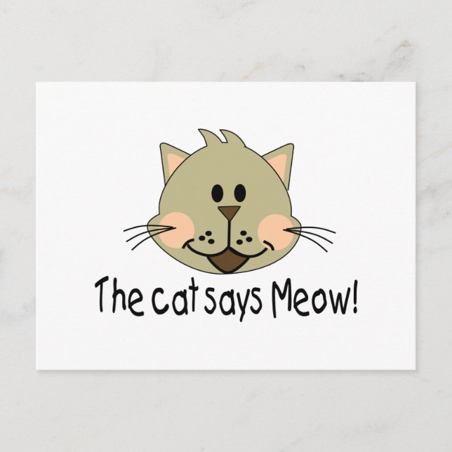 Cat sagt Meow Postkarte (Vorderseite)