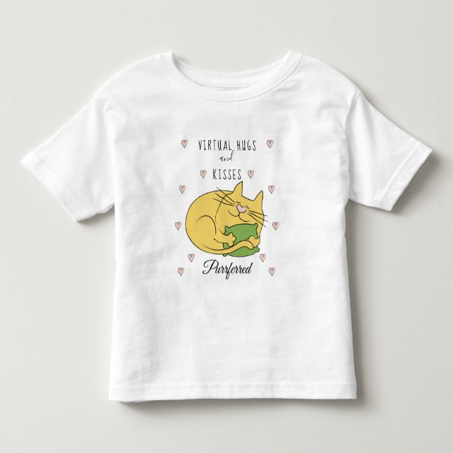 Cat sagt Virtual Hugs Purrferred Kleinkind T-shirt (Vorderseite)