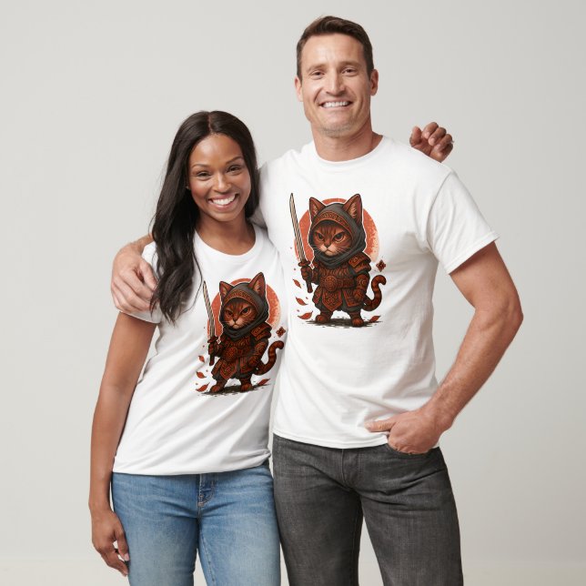 Cat Samurai, Warrior Kitten T-Shirt (Unisex)