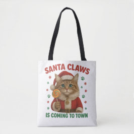 Cat Santa Claws Tote Tasche