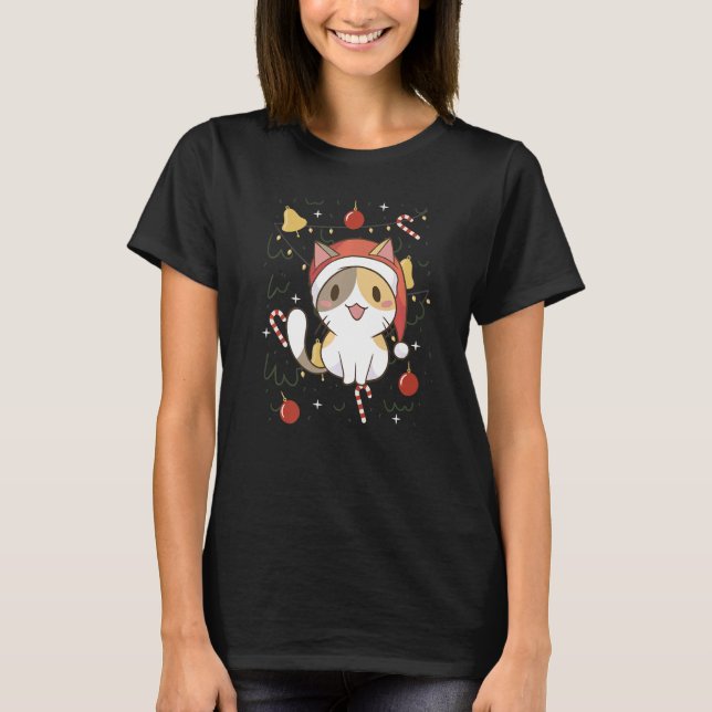 Cat Santa Ugly Christmas Cat Eigentümer Santa Cat T-Shirt (Vorderseite)