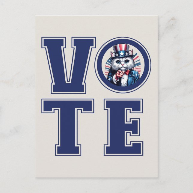 Cat Says Vote Postkarte (Vorderseite)