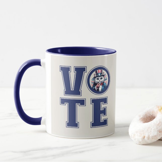 Cat Says Vote Tasse (Mit Donut)