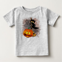Cat Scared by Pumpkin Fun Halloween Charakter Baby T-shirt