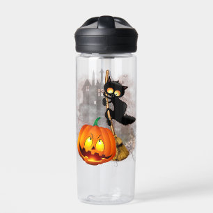 Cat Scared by Pumpkin Fun Halloween Charakter Trinkflasche