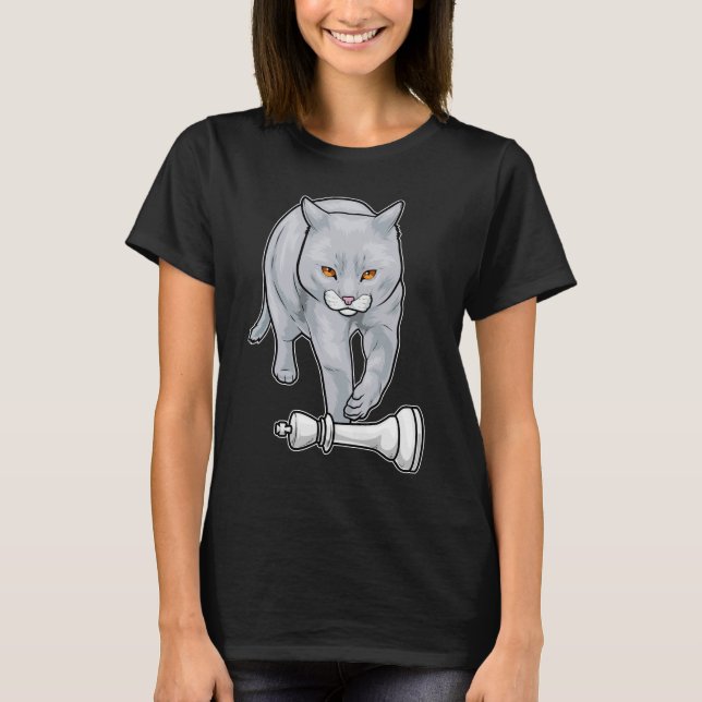 Cat Schach King Schach T-Shirt (Vorderseite)