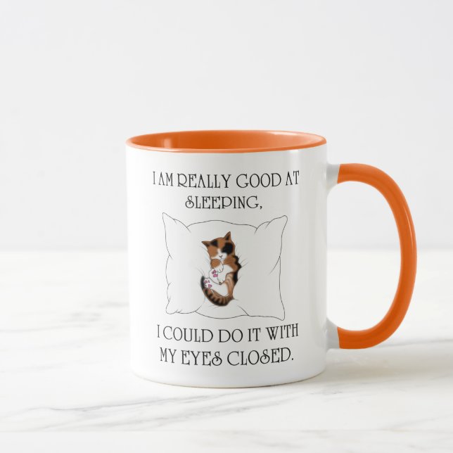 CAT SCHLAFEN, Funny Cat Schlafen, Niedliches Katze Tasse (Rechts)