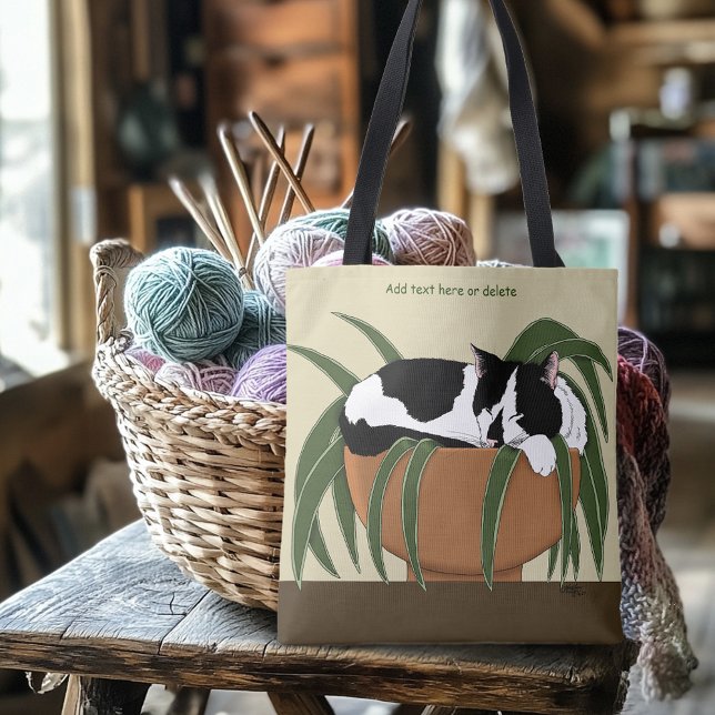 Cat Schwarz-weiß Pflanze Funny Tasche (Von Creator hochgeladen)