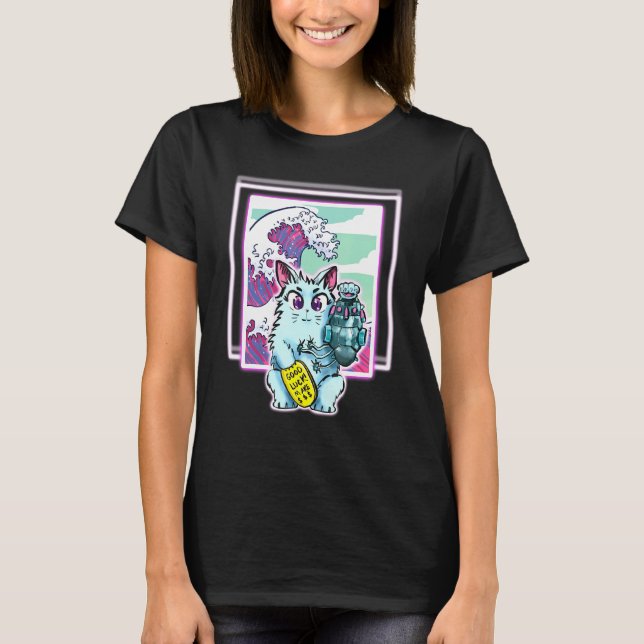 Cat Sci Fi Vapor Wave Design für alle Altersgruppe T-Shirt (Vorderseite)
