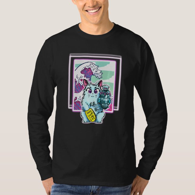 Cat Sci Fi Vapor Wave für alle Altersgruppen T-Shirt (Vorderseite)
