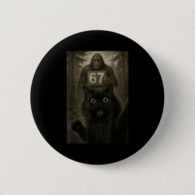 Cat Selfie 67 Meme Six Seven Funny Bigfoot  Button (Vorderseite)