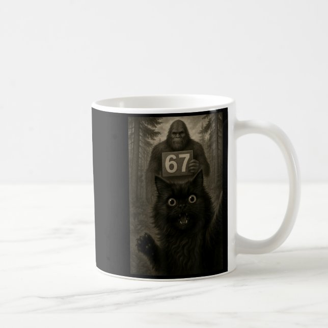 Cat Selfie 67 Meme Six Seven Funny Bigfoot  Kaffeetasse (Rechts)