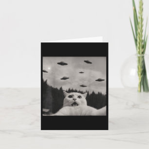 Cat Selfie mit Alien Ufo, Funny Alien Cat Lovers Karte