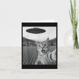 Cat Selfie mit Alien Ufo Funny Cat Funny Alien Karte