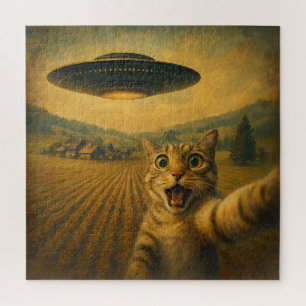 Cat Selfie mit Alien UFO Funny Cat Geschenke