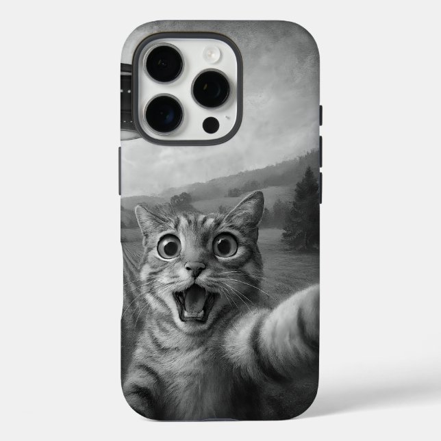 Cat Selfie mit Alien UFO Funny Cat Geschenke iPhone 16 Pro Hülle (Rückseite)