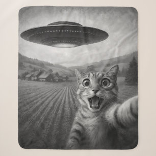 Cat Selfie mit Alien UFO Funny Cat Geschenke Sherpadecke