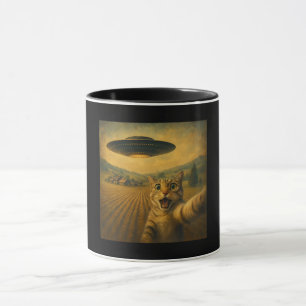 Cat Selfie mit Alien UFO Funny Cat Geschenke Tasse