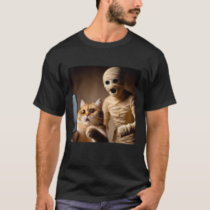 Cat Selfie Shirt Beängstigend Mummy Funny Meme Cre