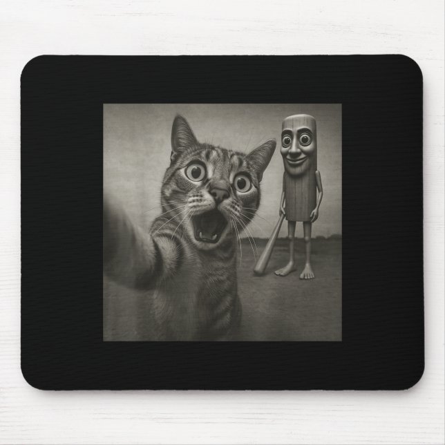 Cat Selfie Tung Tung Tung Sahur Italian Brainrot F Mousepad (Vorne)
