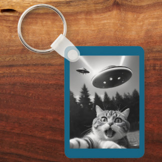 Cat Selfie UFO Schlüsselanhänger Funny Alien Entfü