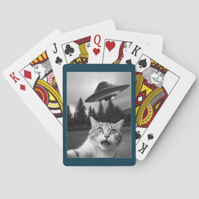 Cat Selfie UFO Spielkarten Funny Game (Rückseite)