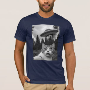 Cat Selfie UFO T-Shirt Funny Alien Entführung Shir