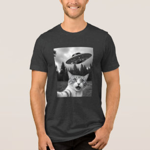 Cat Selfie UFO T-Shirt Funny Alien Entführung Shir Tri-Blend Shirt
