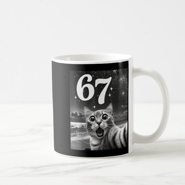 Cat Selfie With 67 Meme Funny Cats Graphic For Men Kaffeetasse (Rechts)
