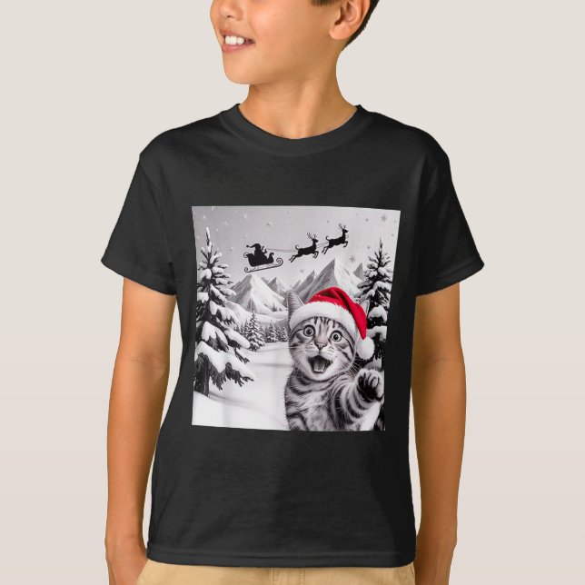 Cat Selfie With Santa  T-Shirt (Vorderseite)