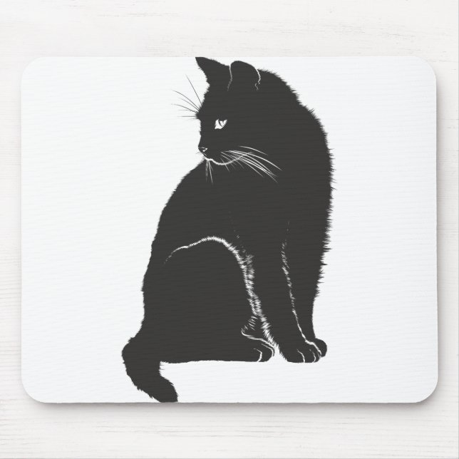 Cat Shadow Silhouette Black Animal Mousepad (Vorne)