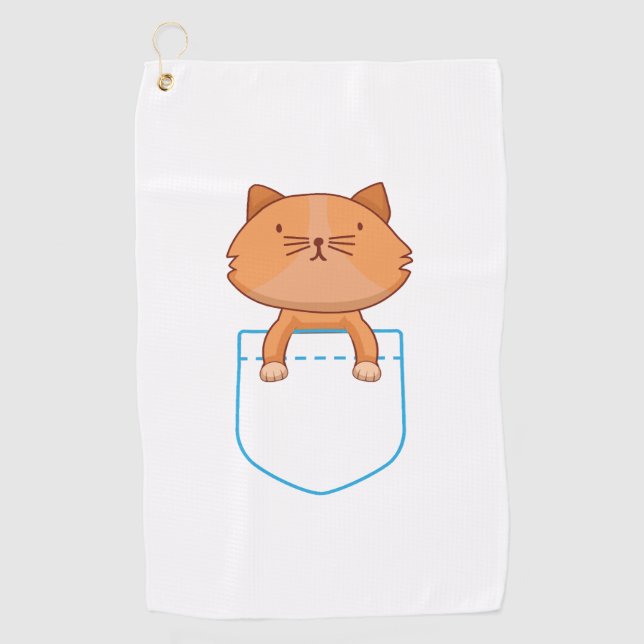 Cat Shirt - Cat in Pocket T - Shirt - Cat-Shirt Golfhandtuch (Vorderseite)