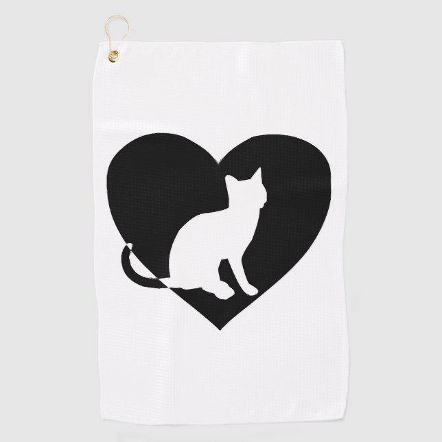 Cat Shirt - Katze im Herzen für Katzen-Besitzer Golfhandtuch (Vorderseite)