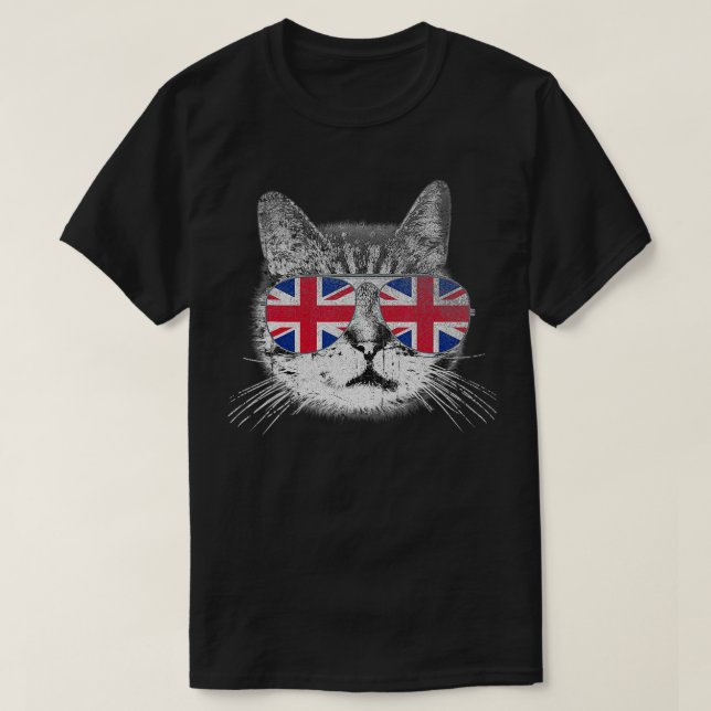 Cat Shirt Union Jack Flag Land Retro England Br (Design vorne)
