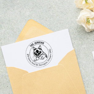 Cat Siamese Rücksendeadresse Gummistempel