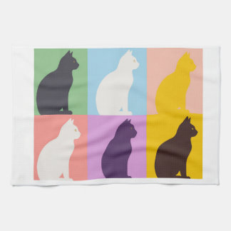 Cat silhouette colorful geschirrtuch