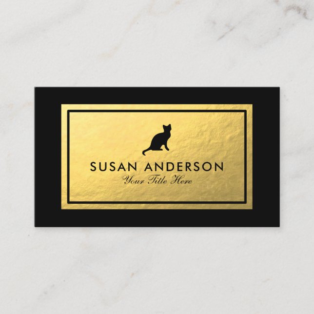 Cat Silhouette - Faux Gold Foil Carte de visite (Devant)